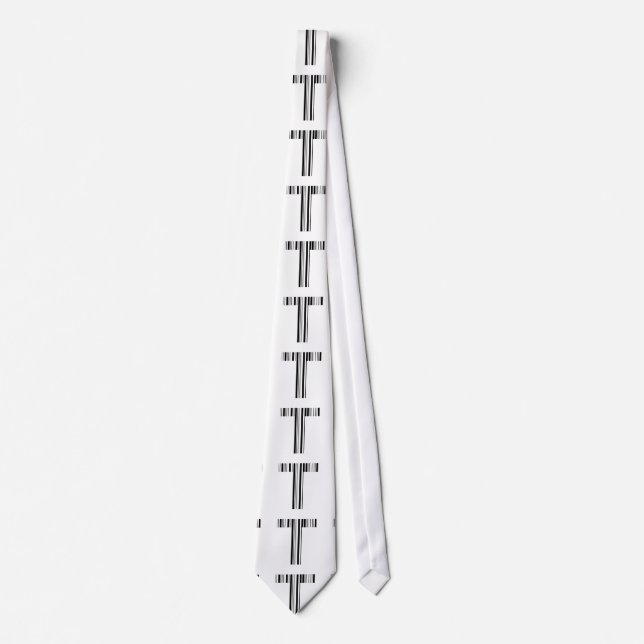 LETTER T BAR CODE First Initial Barcode Pattern Tie (Front)
