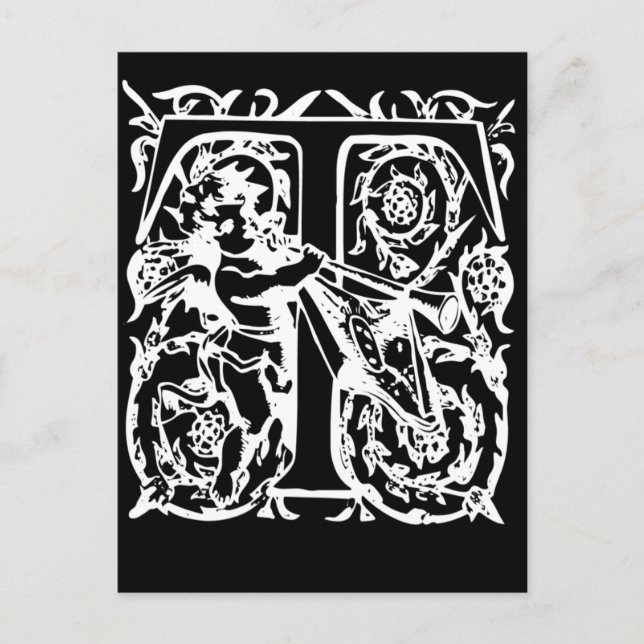 Letter T Black and White Monogram Cards (Front)