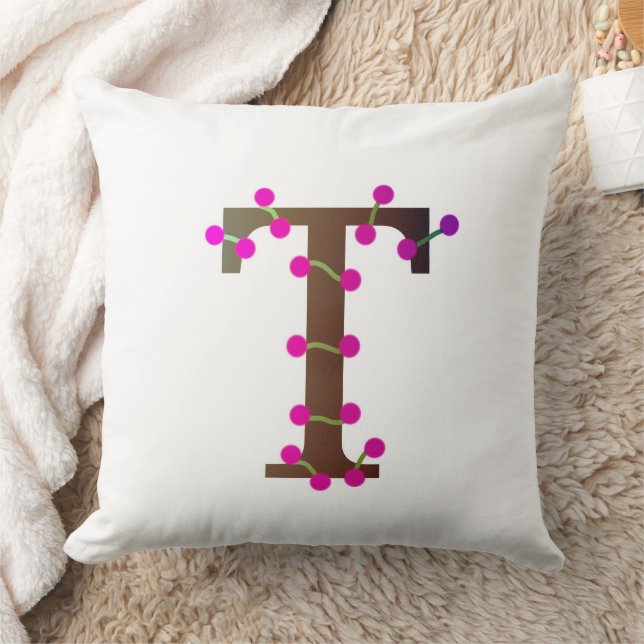 Letter T decorative initial on white Cushion (Blanket)