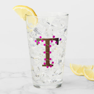 Letter T decorative initial on white Glass