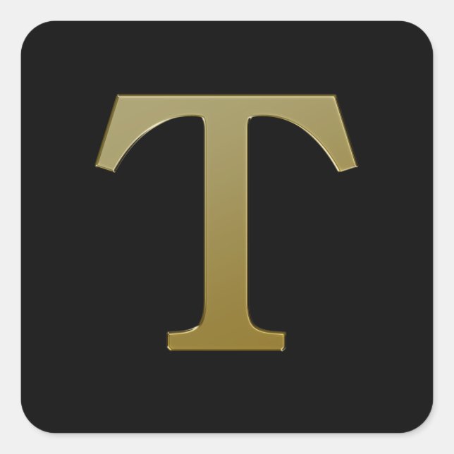 Letter T Gold Square Sticker (Front)