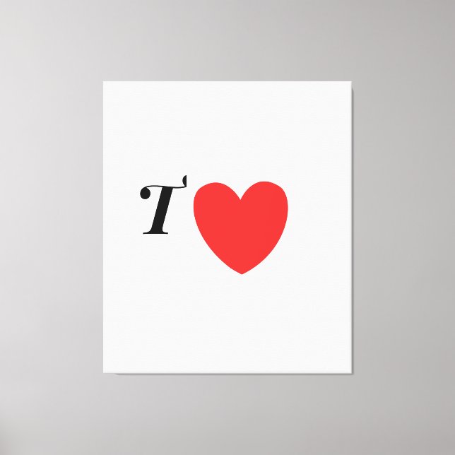 Letter T Heart - Valentine Initial Love Design Canvas Print (Front)