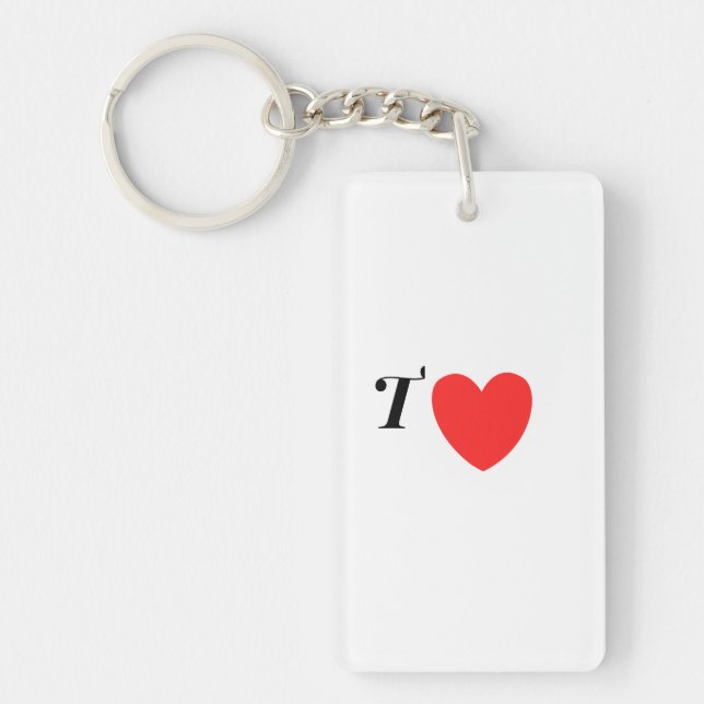 Letter T Heart - Valentine Initial Love Design Key Ring (Front)