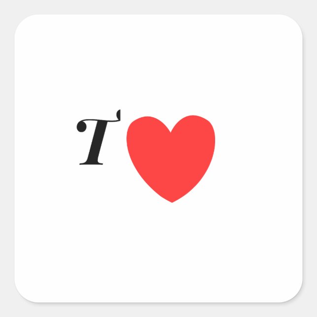 Letter T Heart - Valentine Initial Love Design Square Sticker (Front)