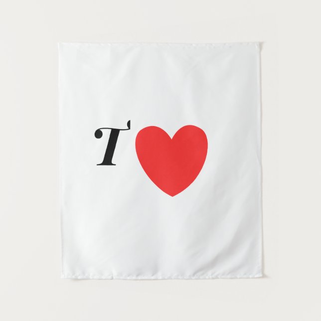 Letter T Heart - Valentine Initial Love Design Tapestry (Front)