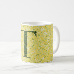 Letter T light yellow and dark green liberty Coffee Mug
