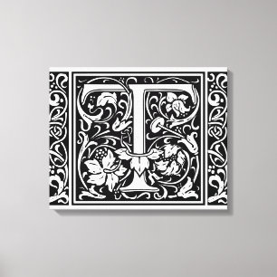 Letter T Mediaeval Monogram Art Nouveau Canvas Print