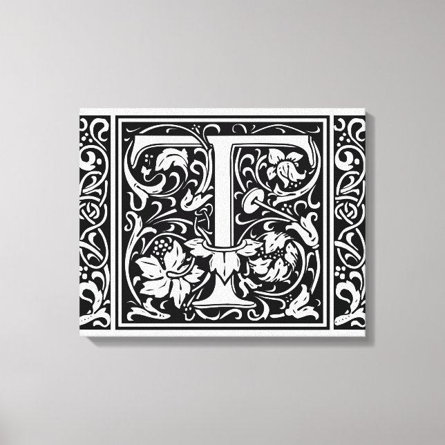 Letter T Mediaeval Monogram Art Nouveau Canvas Print (Front)