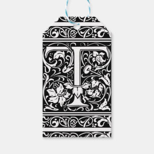 Letter T Mediaeval Monogram Art Nouveau Gift Tags