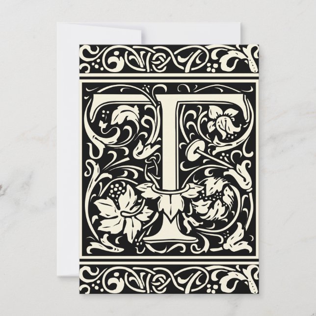 Letter T Mediaeval Monogram Art Nouveau Invitation (Front)