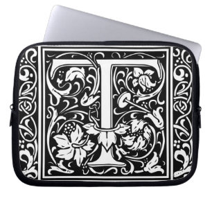 Letter T Mediaeval Monogram Art Nouveau Laptop Sleeve
