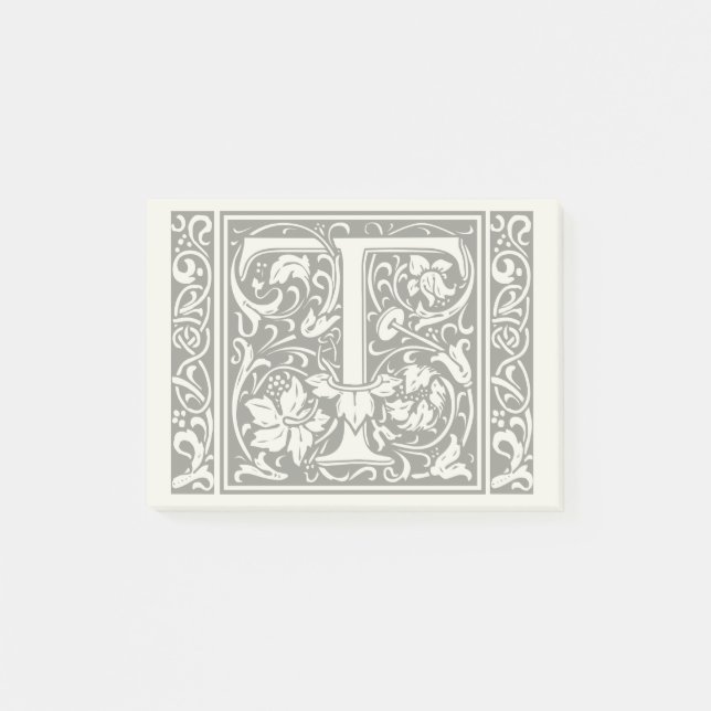 Letter T Mediaeval Monogram Art Nouveau Post-it Notes (Front)