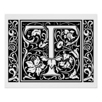 Letter T Mediaeval Monogram Art Nouveau