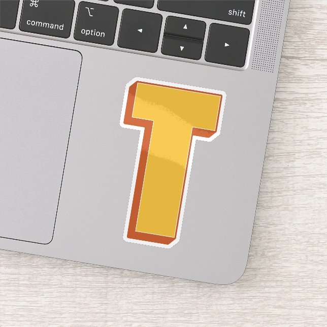 Letter T Monogram, Bold 3D Type Font Initial  (Detail)