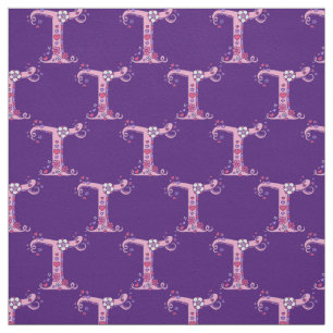 Letter T monogram decorative text custom fabric