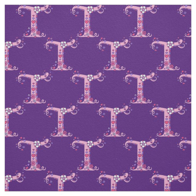 Letter T monogram decorative text custom fabric (Swatch)