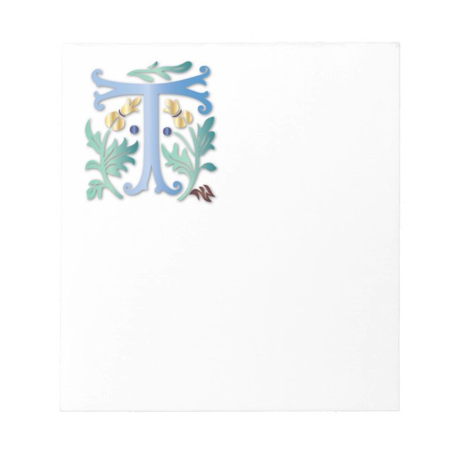 Letter T Monogram Fleur de lis Notepad (Front)