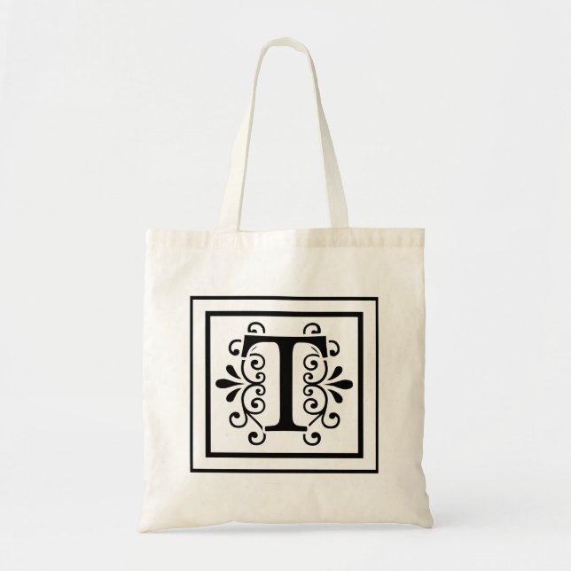 Letter T Monogram Tote Bag (Front)