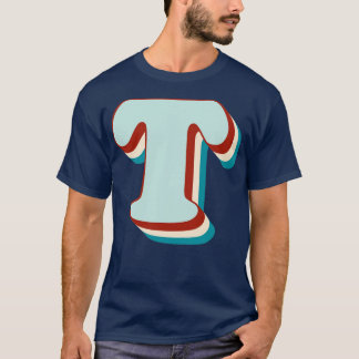 Letter T Vintage Retro Monogram Initial Name Font  T-Shirt