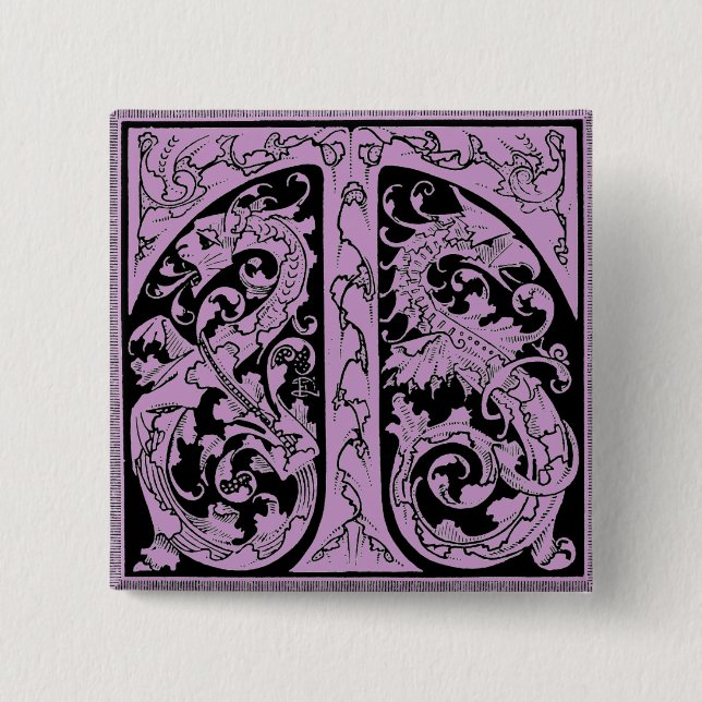 Letter T With Dragons Button (Front)