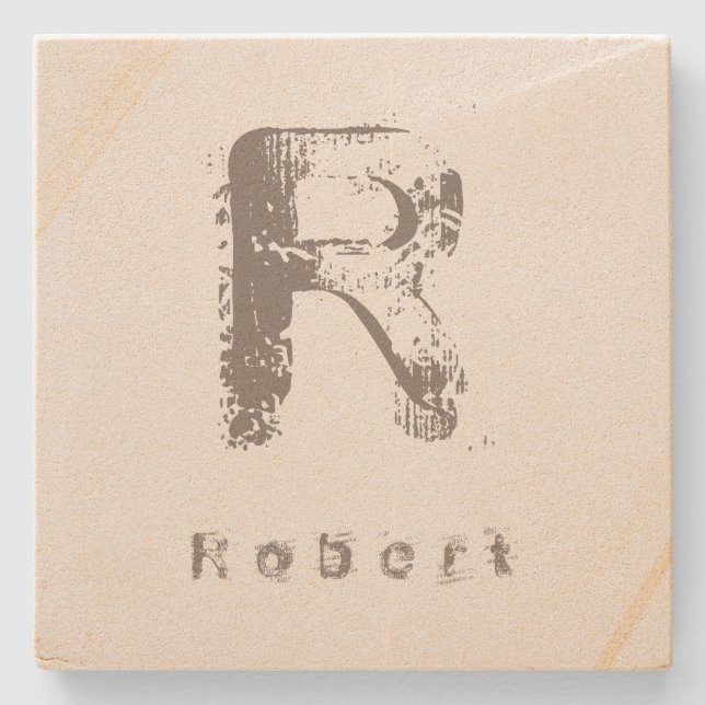 Letter Template Elegant Design Monogram Sandstone Stone Coaster (Front)