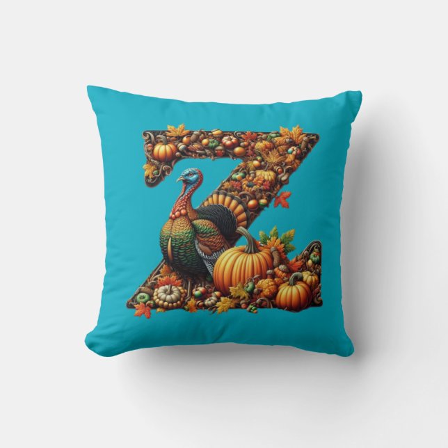 Letter Thanksgiving turkey style  Cushion (Front)