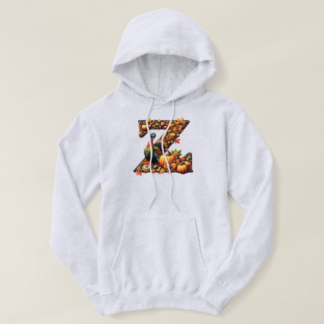 Letter Thanksgiving turkey style  Hoodie (Design Front)