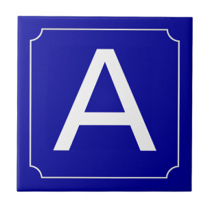 Letter Tile - Blue on white with frame