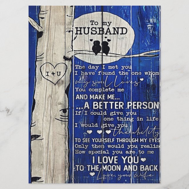 Letter To my Husband | Husband Gift Menu (Front)