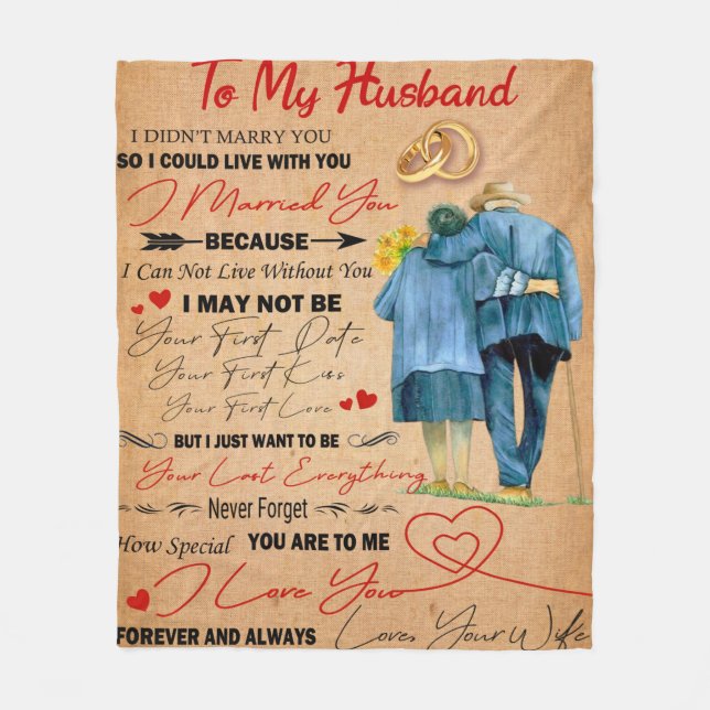 Letter To My Husband Love From Wife Valentine Day Fleece Blanket (Front)