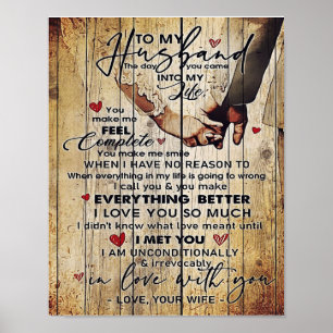 Letter To My Husband , Lovely Quotes Gift Poster