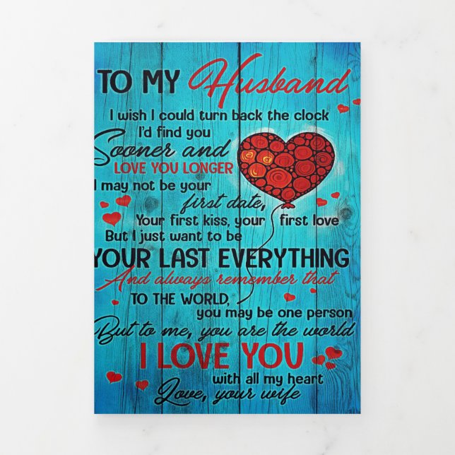 Letter To My Husband | Lovely To My Husband Gift Tri-Fold Announcement (Cover)