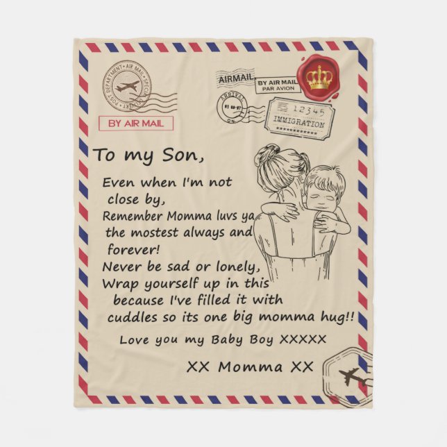 Letter To My Son From Mum Fleece Blanket (Front)