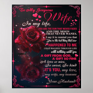 Letter To My Wife Gift, Couple Love Wedding Gift Poster