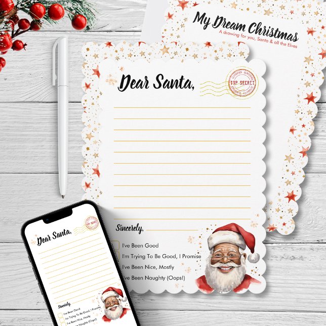 Letter to Santa Activity for kids DIY Christmas Invitation (Letter to Santa Activity for kids DIY Christmas drawing activity sheet fun humor checklist vintage)