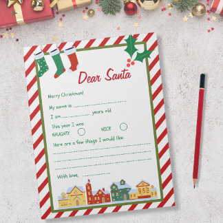 Letter to Santa - Candy Cane Village Notepad