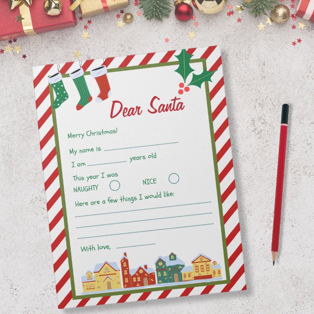 Letter to Santa - Candy Cane Village Notepad (Creator Uploaded)