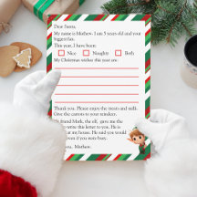 Letter to Santa Claus from Children| Wish List