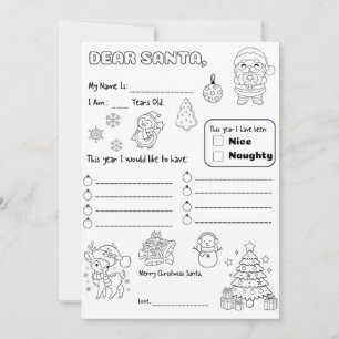 Letter to Santa Colouring Page Invitation