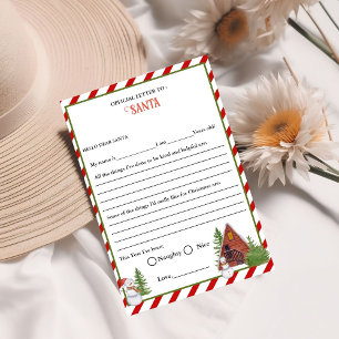 Letter to Santa for kids Santa Christmas game card