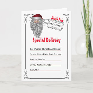 Letter to Santa North Pole from kids photo Card