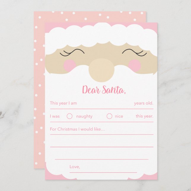 Letter To Santa Pinkmas Holiday Card (Front/Back)