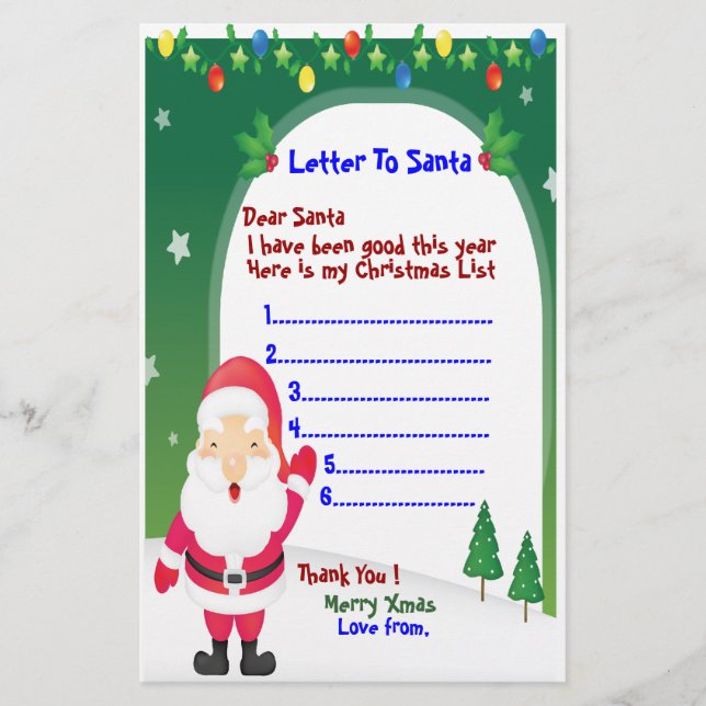 LETTER TO SANTA STATIONERY. (Front)
