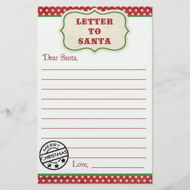 Letter to Santa Stationery (Front)