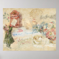 "Letter to Santa" Vintage Christmas Poster