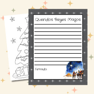 Letter to the Three Wise Men Grey + Colouring Page
