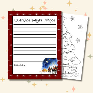 Letter to the Three Wise Men Red + Colouring Page