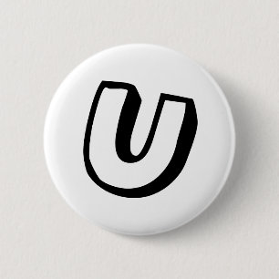 Letter U 6 Cm Round Badge