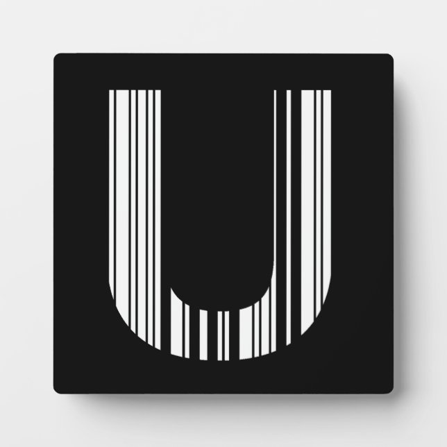 LETTER U BAR CODE First Initial Barcode Pattern Plaque (Front)