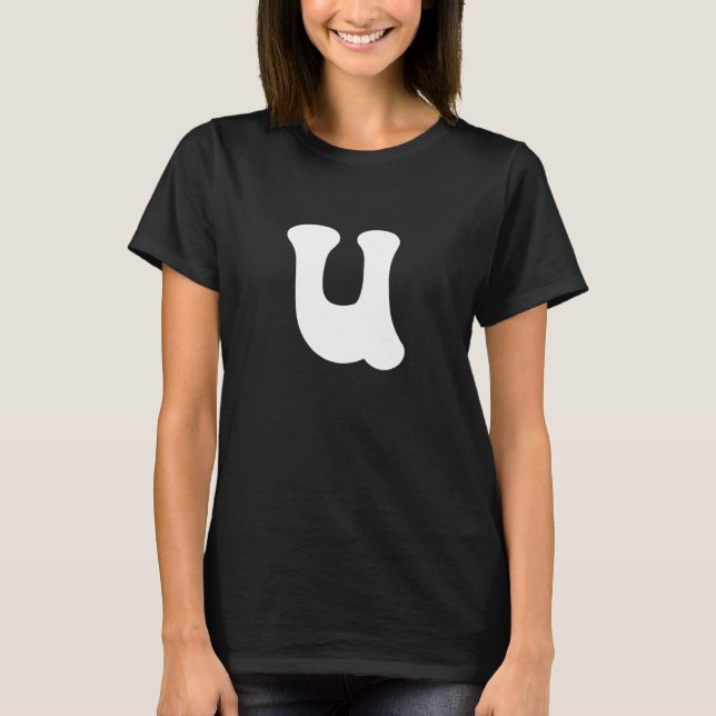 Letter U Capital Alphabet Team Groups Costume Matc T-Shirt (Front)